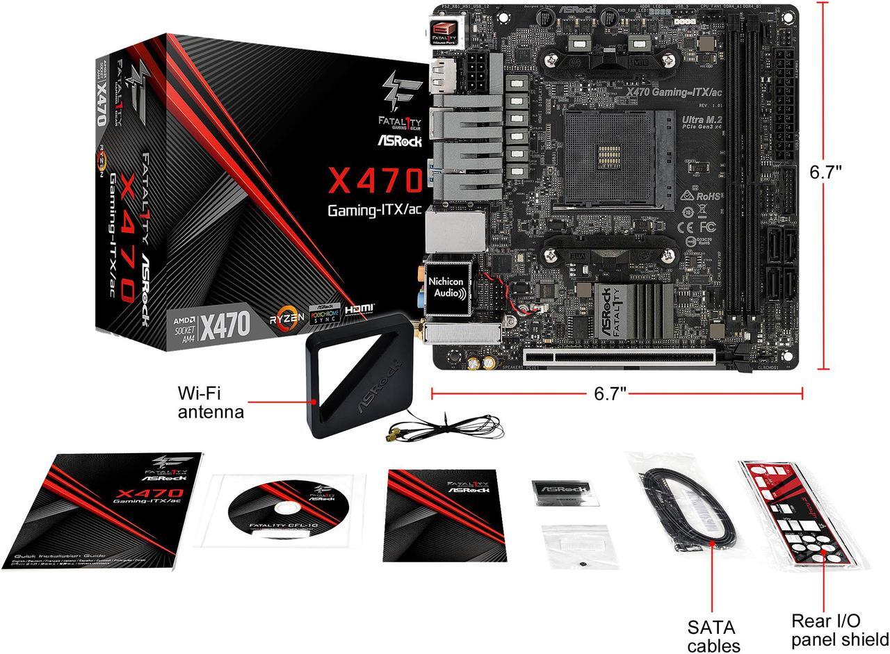 Alt view image 8 of 9 - ASRock Fatal1ty X470 Gaming-ITX/ac AM4 AMD Ryzen 3000 Series CPU Ready Mini ITX AMD Motherboard