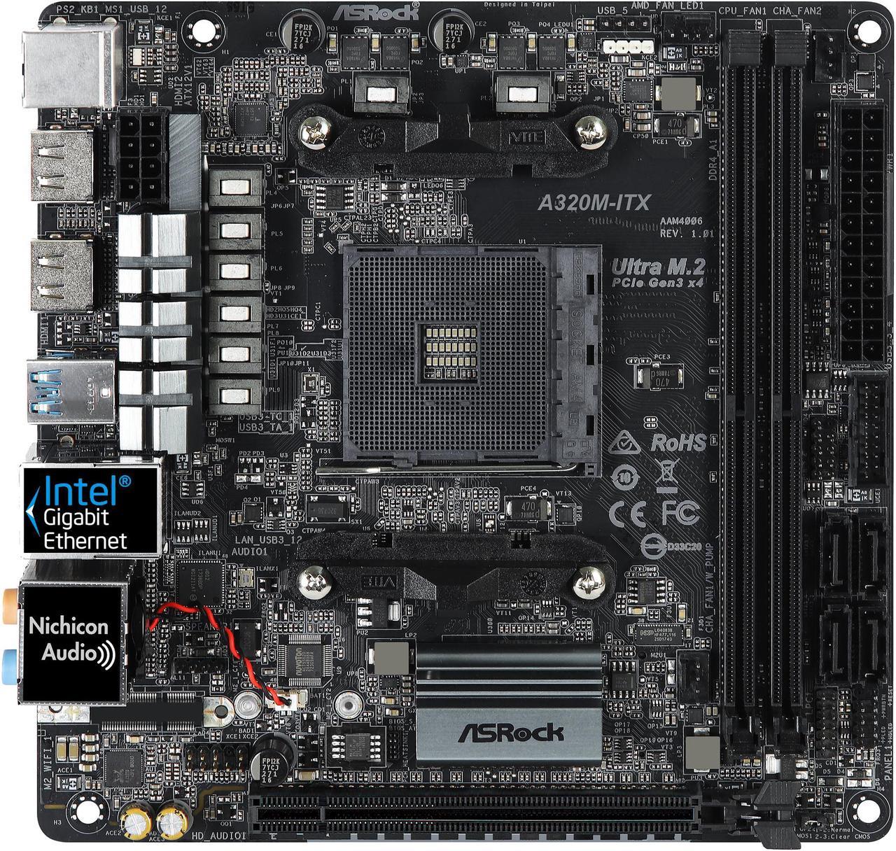 ASRock A320M-ITX AM4 AMD Promontory A320 SATA 6Gb/s USB 3.1 HDMI Mini ITX AMD Motherboard