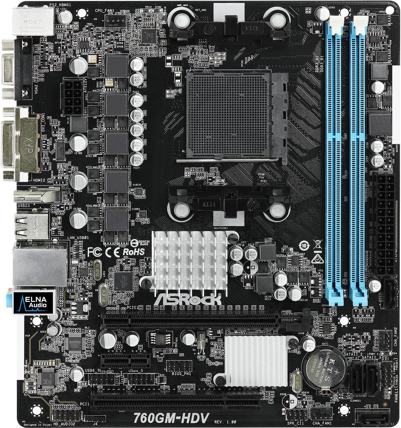 ASRock 760GM-HDV AM3+/AM3 AMD 760G HDMI Micro ATX AMD Motherboard