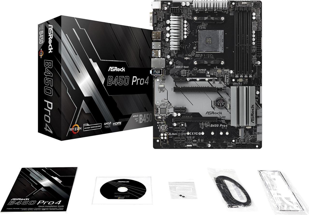 Alt view image 8 of 10 - ASRock B450 PRO4 AM4 AMD Promontory B450 ATX AMD Motherboard