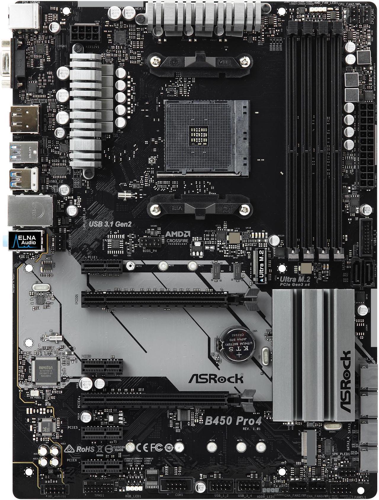 Main image of ASRock B450 PRO4 AM4 AMD Promontory B450 ATX AMD Motherboard