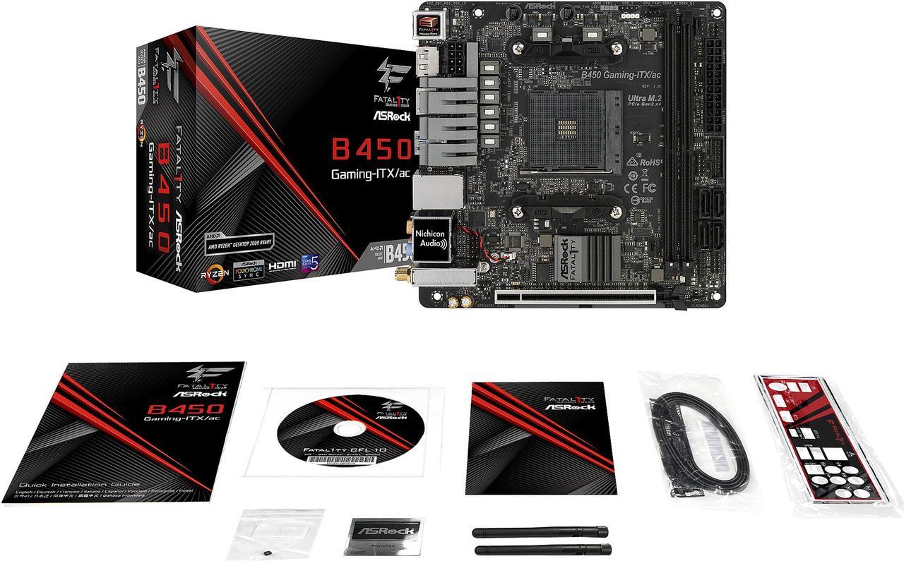 Alt view image 7 of 9 - ASRock Fatal1ty B450 GAMING-ITX/AC AM4 AMD Promontory B450 SATA 6Gb/s Mini ITX AMD Motherboard