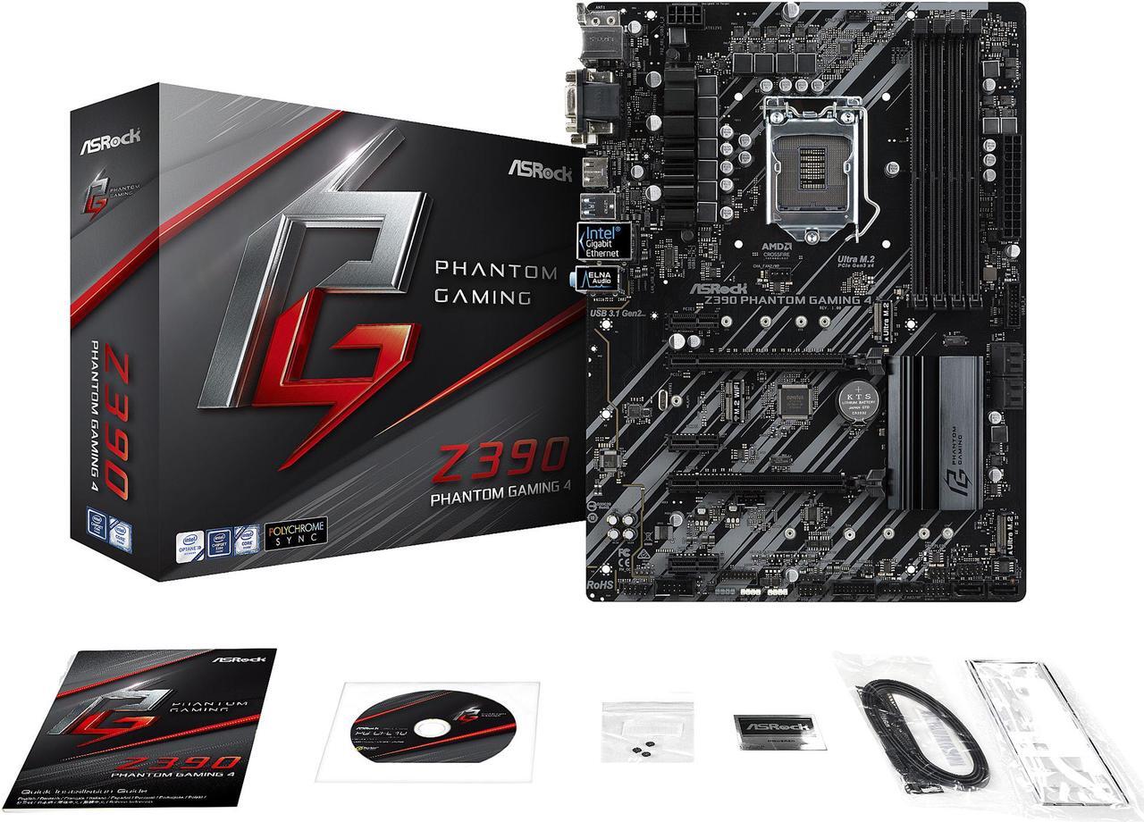 Alt view image 7 of 8 - ASRock Z390 Phantom Gaming 4 LGA 1151 (300 Series) Intel Z390 SATA 6Gb/s ATX Intel Motherboard