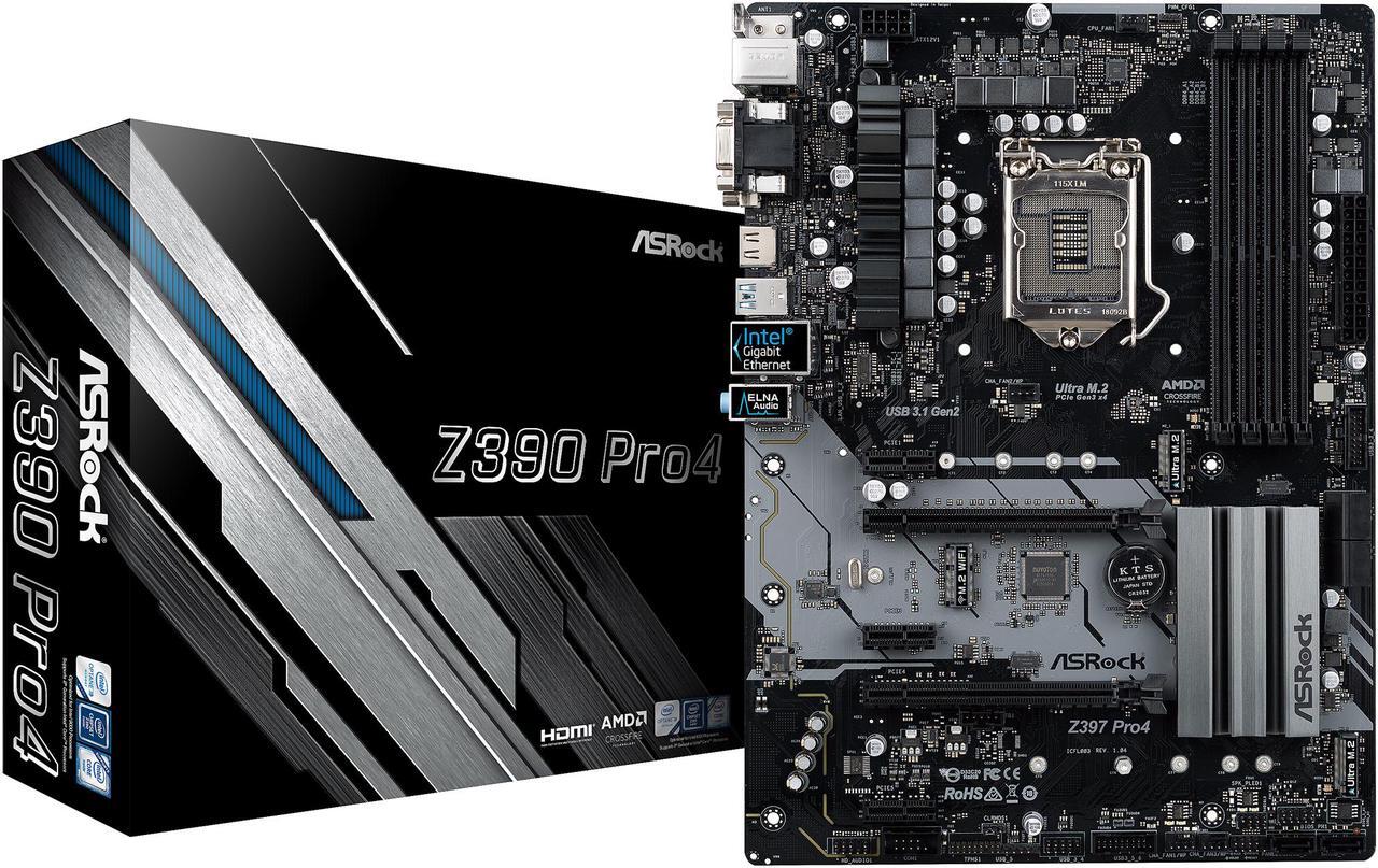 Alt view image 10 of 10 - ASRock Z390 Pro4 LGA 1151 (300 Series) Intel Z390 ATX Intel Motherboard