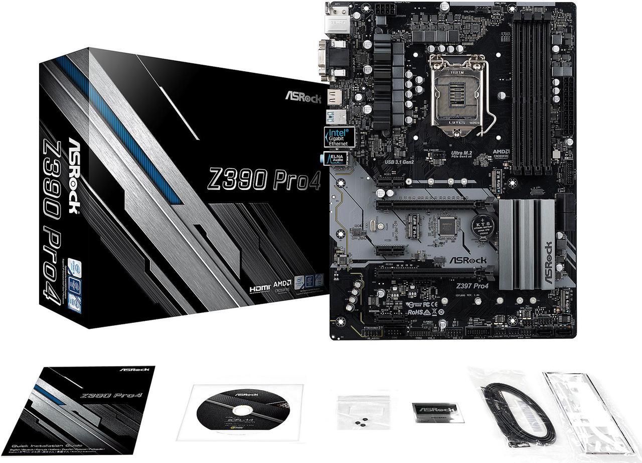 Alt view image 8 of 10 - ASRock Z390 Pro4 LGA 1151 (300 Series) Intel Z390 ATX Intel Motherboard