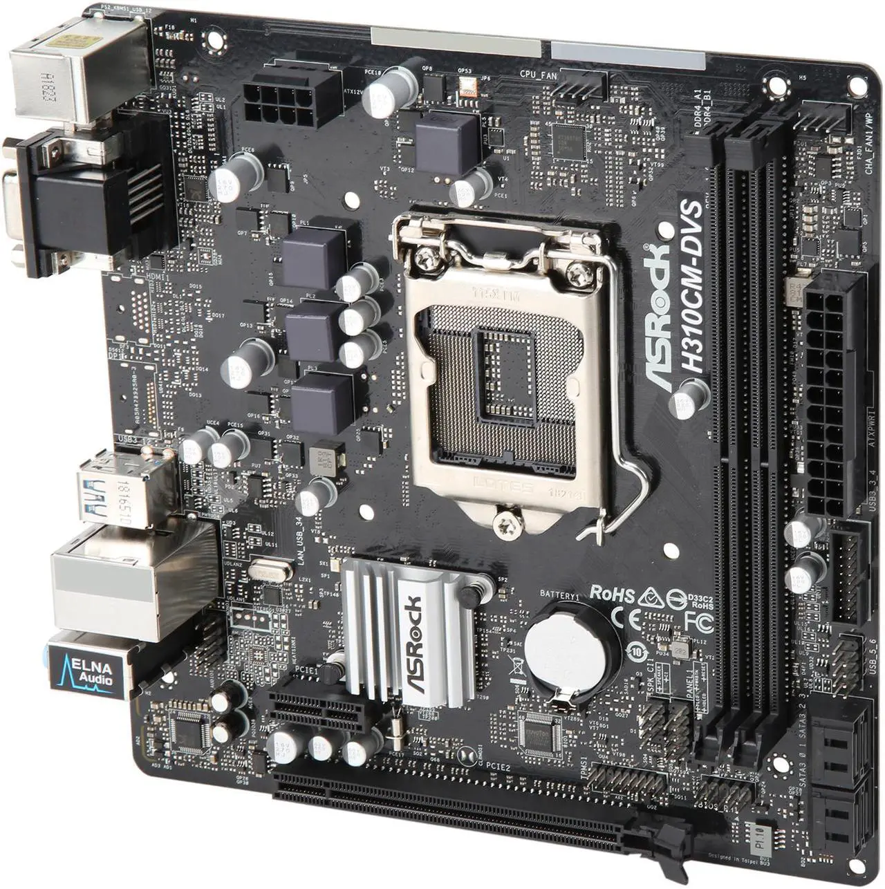 Alt view image 3 of 6 - ASRock H310CM-DVS LGA 1151 (300 Series) Intel H310 USB 3.1 Micro ATX Intel Motherboard