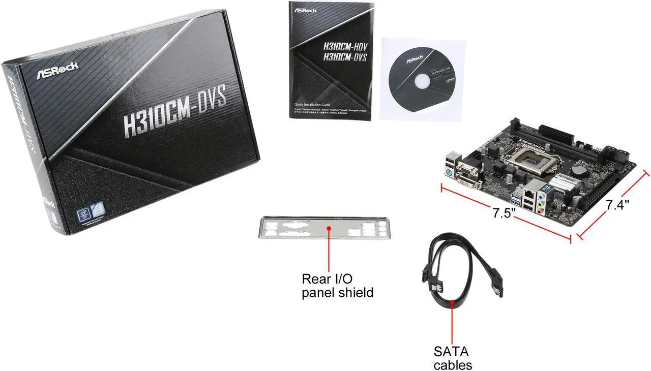 Alt view image 7 of 6 - ASRock H310CM-DVS LGA 1151 (300 Series) Intel H310 USB 3.1 Micro ATX Intel Motherboard
