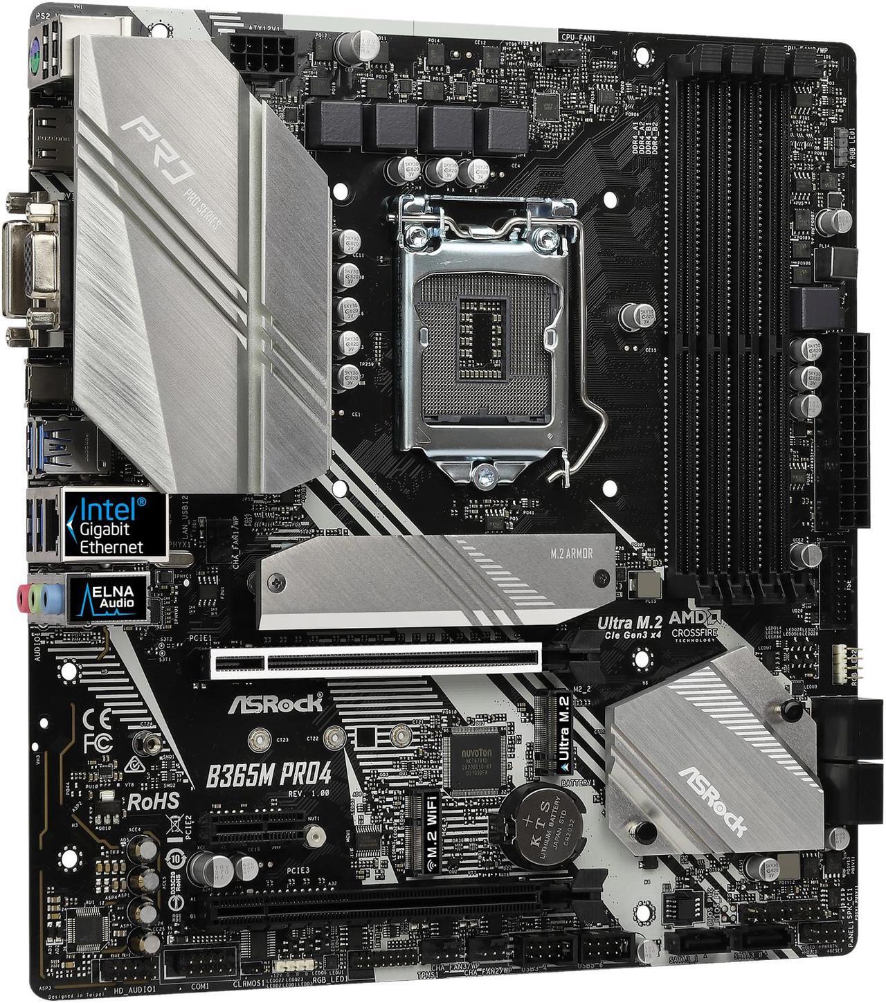 Alt view image 3 of 8 - ASRock B365M Pro4 LGA 1151 (300 Series) Intel B365 Micro ATX Intel Motherboard
