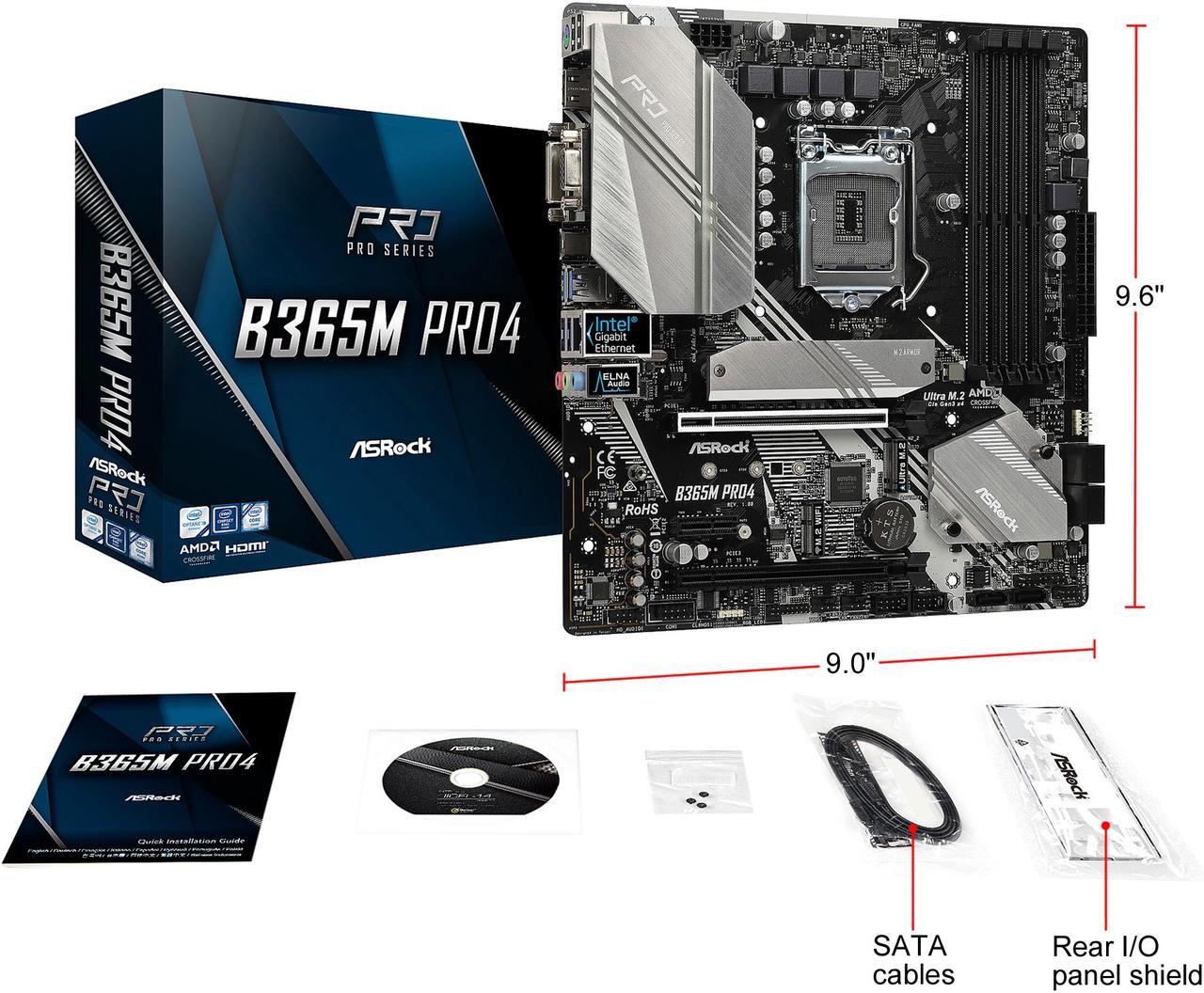 Alt view image 7 of 8 - ASRock B365M Pro4 LGA 1151 (300 Series) Intel B365 Micro ATX Intel Motherboard