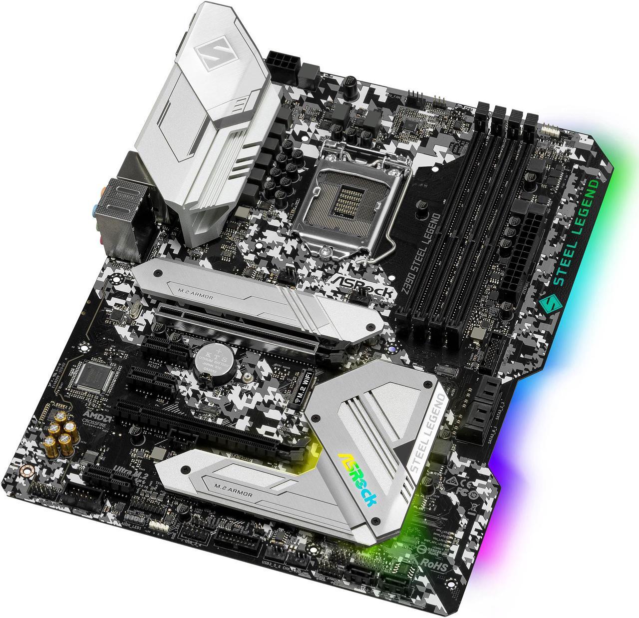 Alt view image 4 of 10 - ASRock Z390 STEEL LEGEND LGA 1151 (300 Series) Intel Z390 ATX Intel Motherboard