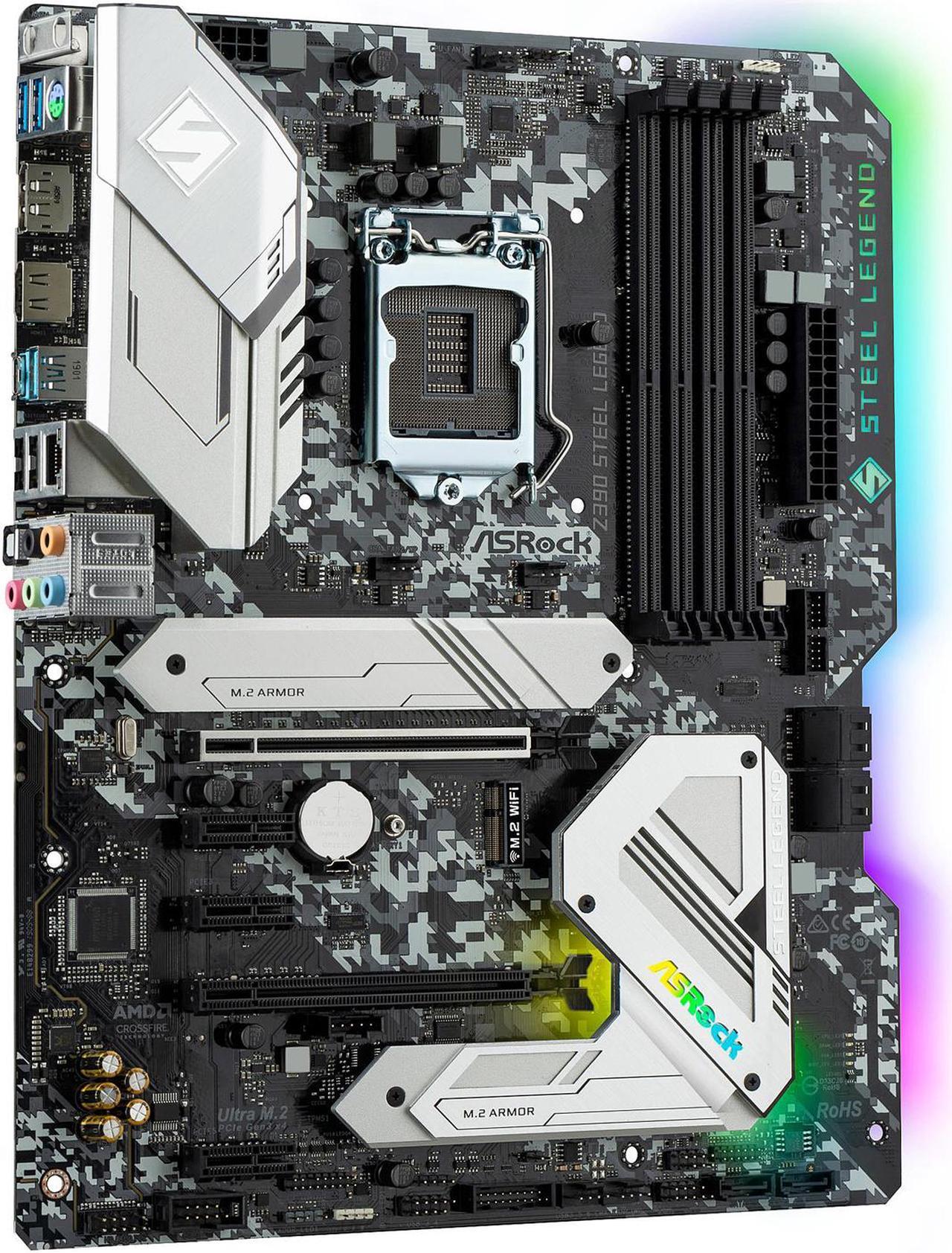 Alt view image 3 of 10 - ASRock Z390 STEEL LEGEND LGA 1151 (300 Series) Intel Z390 ATX Intel Motherboard