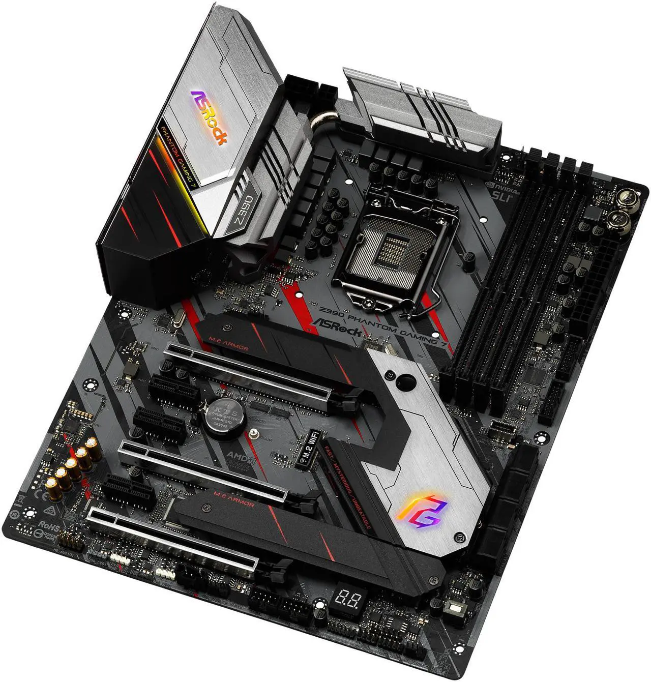 Alt view image 3 of 10 - ASRock Z390 PHANTOM GAMING 7 LGA 1151 (300 Series) Intel Z390 ATX Intel Motherboard