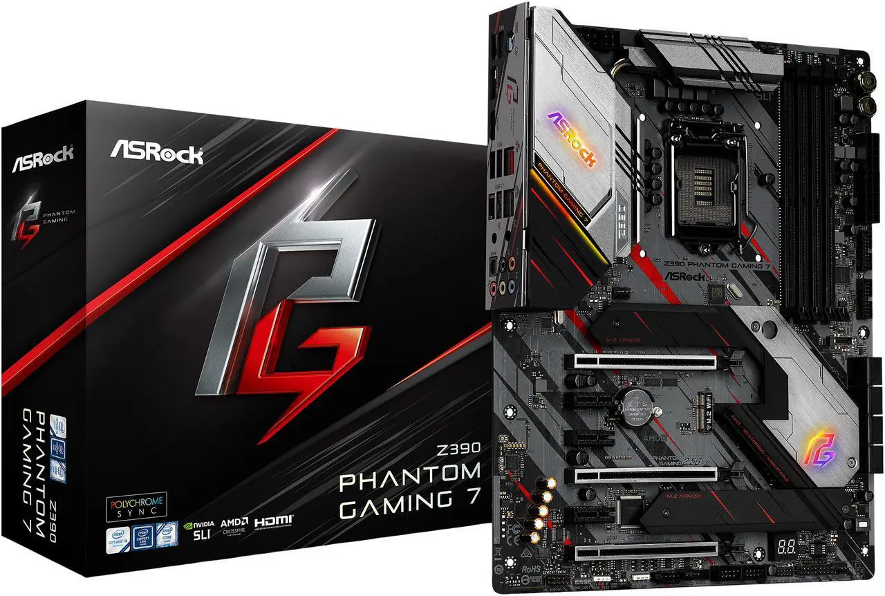Alt view image 7 of 10 - ASRock Z390 PHANTOM GAMING 7 LGA 1151 (300 Series) Intel Z390 ATX Intel Motherboard