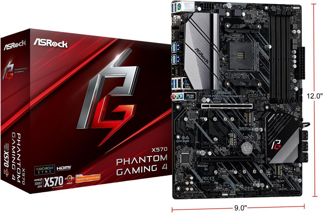 Alt view image 9 of 9 - ASRock X570 PHANTOM GAMING 4 AM4 AMD X570 SATA 6Gb/s ATX AMD Motherboard