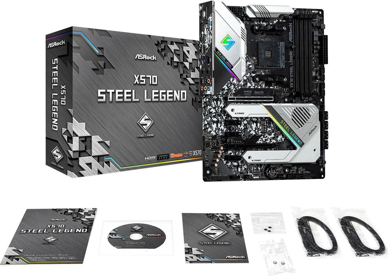 Alt view image 8 of 10 - ASRock X570 STEEL LEGEND AM4 AMD X570 SATA 6Gb/s ATX AMD Motherboard
