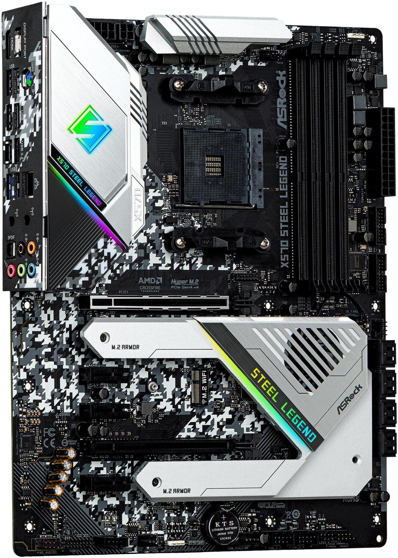 Alt view image 3 of 10 - ASRock X570 STEEL LEGEND AM4 AMD X570 SATA 6Gb/s ATX AMD Motherboard
