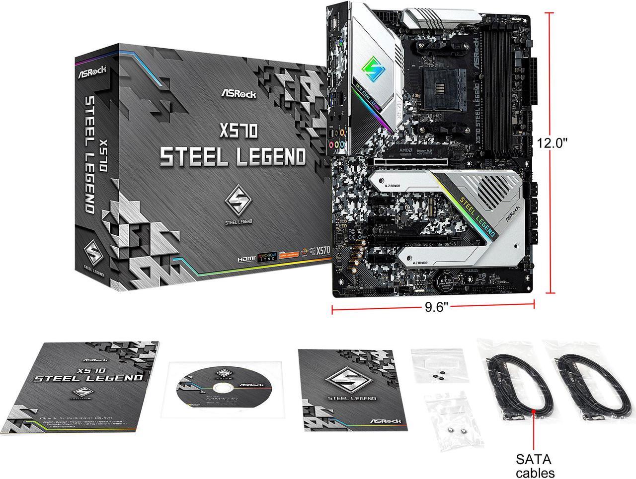 Alt view image 9 of 10 - ASRock X570 STEEL LEGEND AM4 AMD X570 SATA 6Gb/s ATX AMD Motherboard