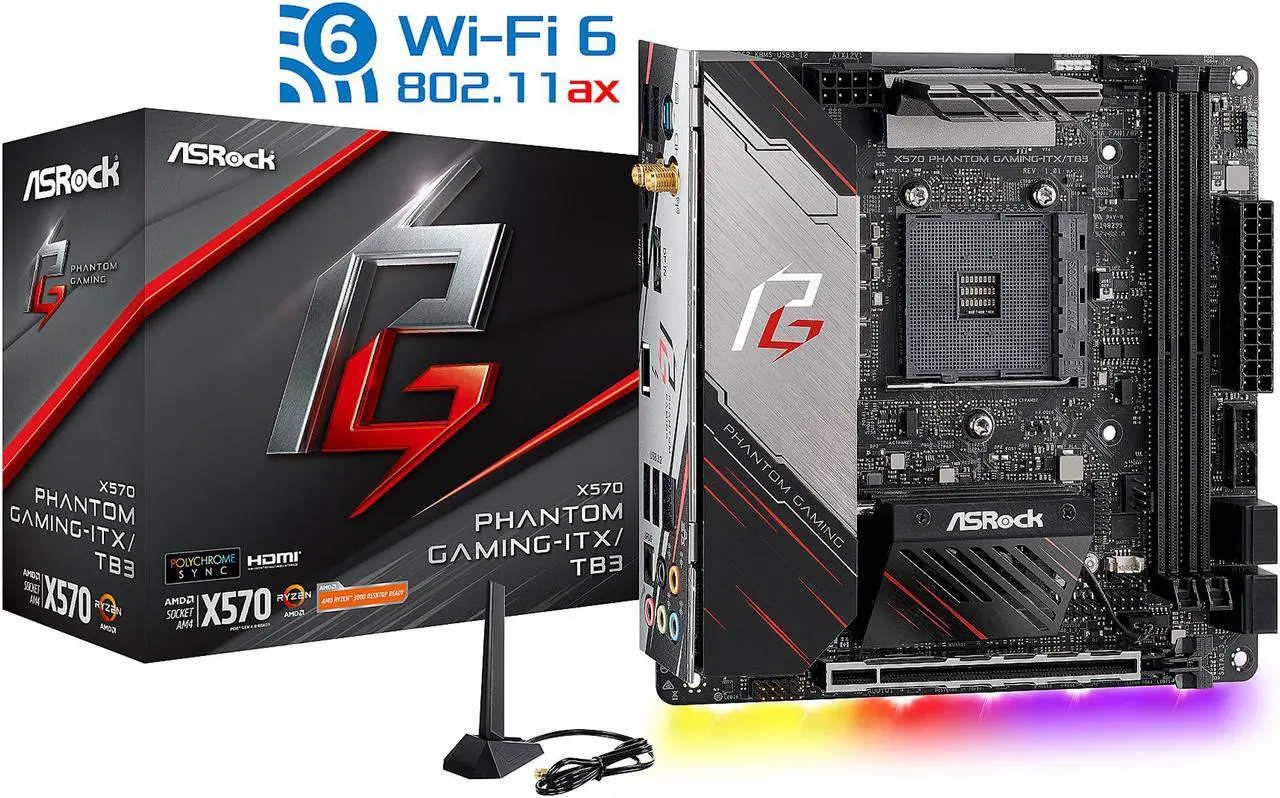 Alt view image 9 of 9 - ASRock X570 PHANTOM GAMING-ITX/TB3 Mini ITX Thunderbolt 3 AMD Motherboard