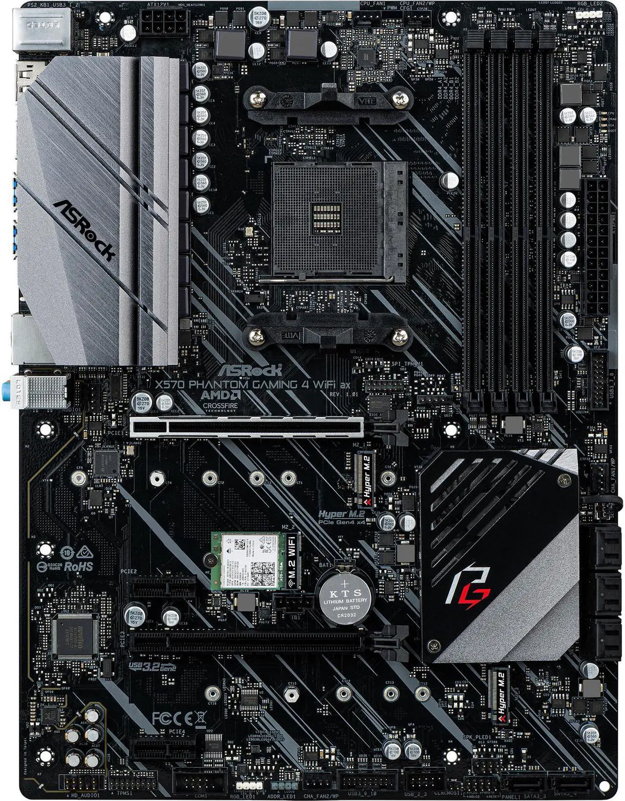 Alt view image 2 of 8 - ASRock X570 PHANTOM GAMING 4 WIFI AX AM4 AMD X570 ATX AMD Motherboard
