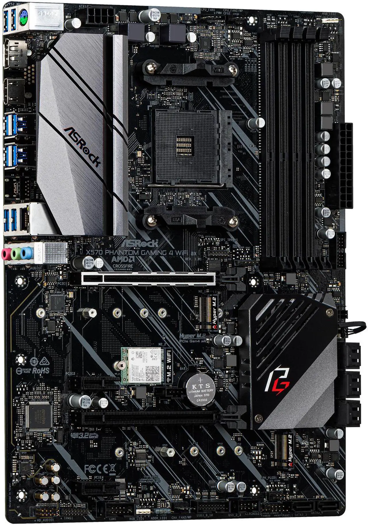 Alt view image 3 of 8 - ASRock X570 PHANTOM GAMING 4 WIFI AX AM4 AMD X570 ATX AMD Motherboard
