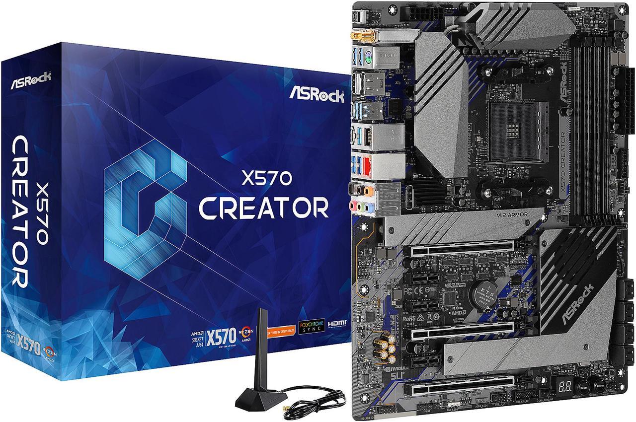 Alt view image 7 of 10 - ASRock X570 CREATOR AM4 AMD X570 SATA 6Gb/s ATX AMD Motherboard