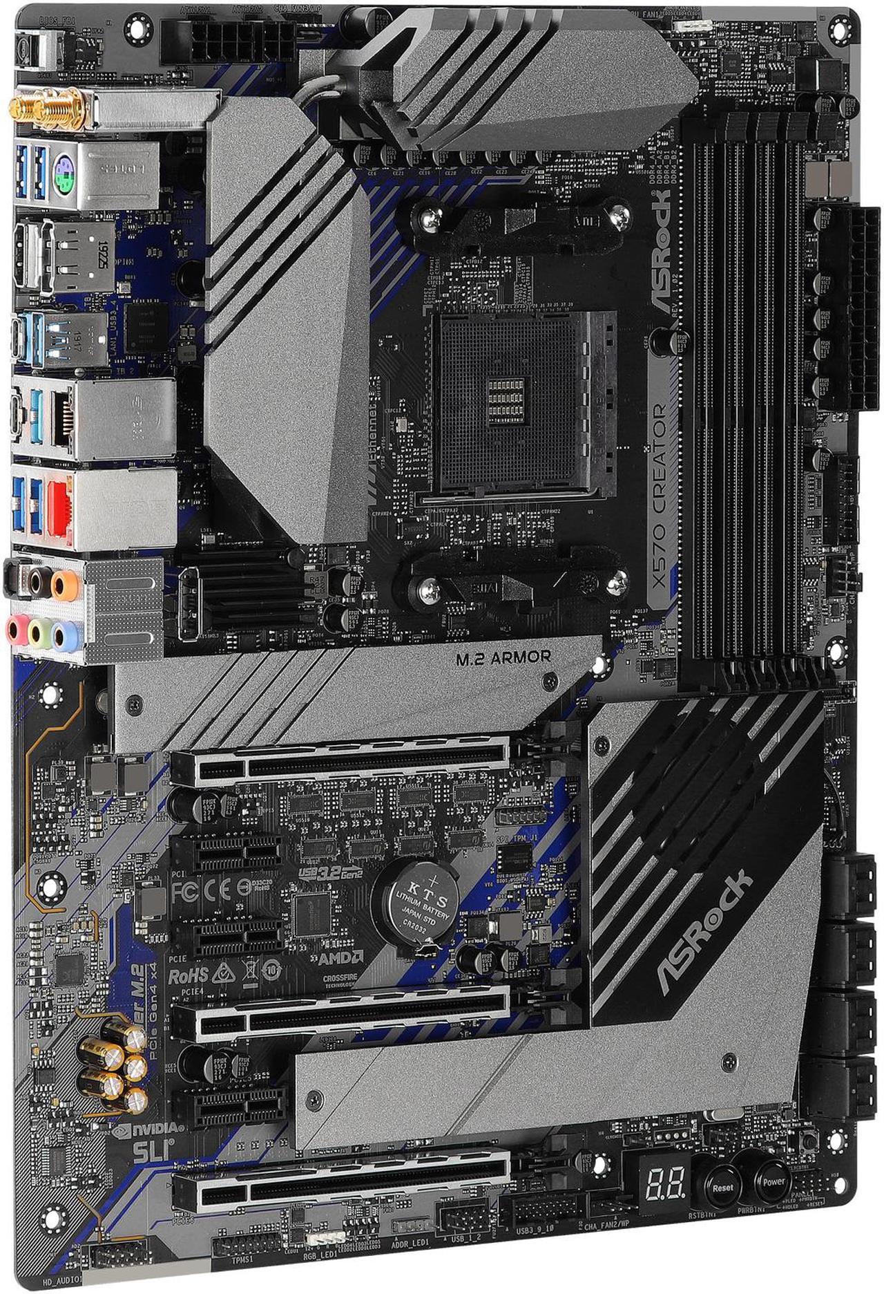 Alt view image 2 of 10 - ASRock X570 CREATOR AM4 AMD X570 SATA 6Gb/s ATX AMD Motherboard