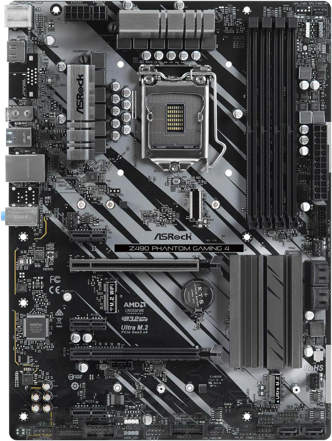 Main image of ASRock Z490 Phantom Gaming 4 LGA 1200 Intel Z490 ATX Intel Motherboard