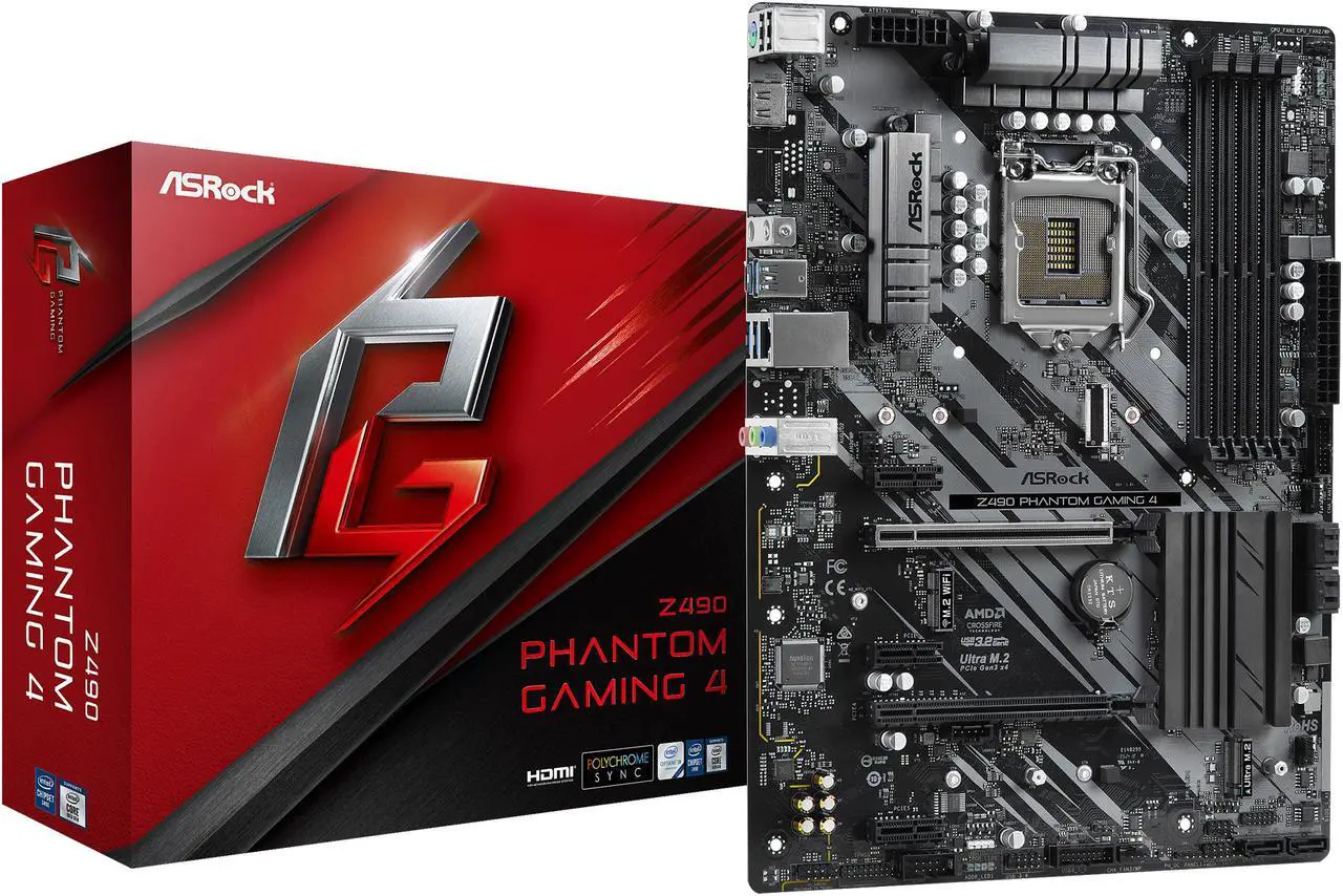 Alt view image 7 of 8 - ASRock Z490 Phantom Gaming 4 LGA 1200 Intel Z490 ATX Intel Motherboard