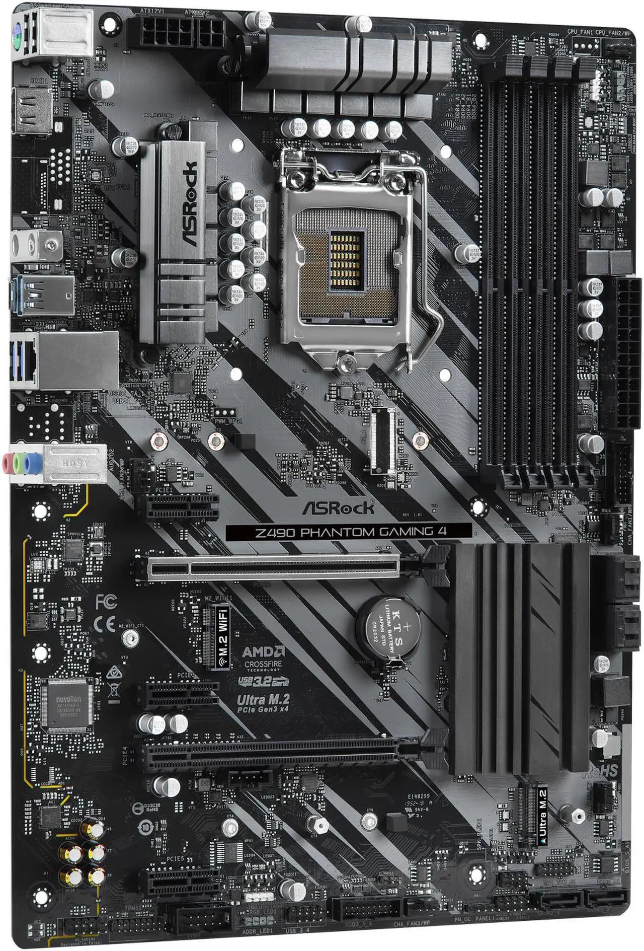 Alt view image 3 of 8 - ASRock Z490 Phantom Gaming 4 LGA 1200 Intel Z490 ATX Intel Motherboard