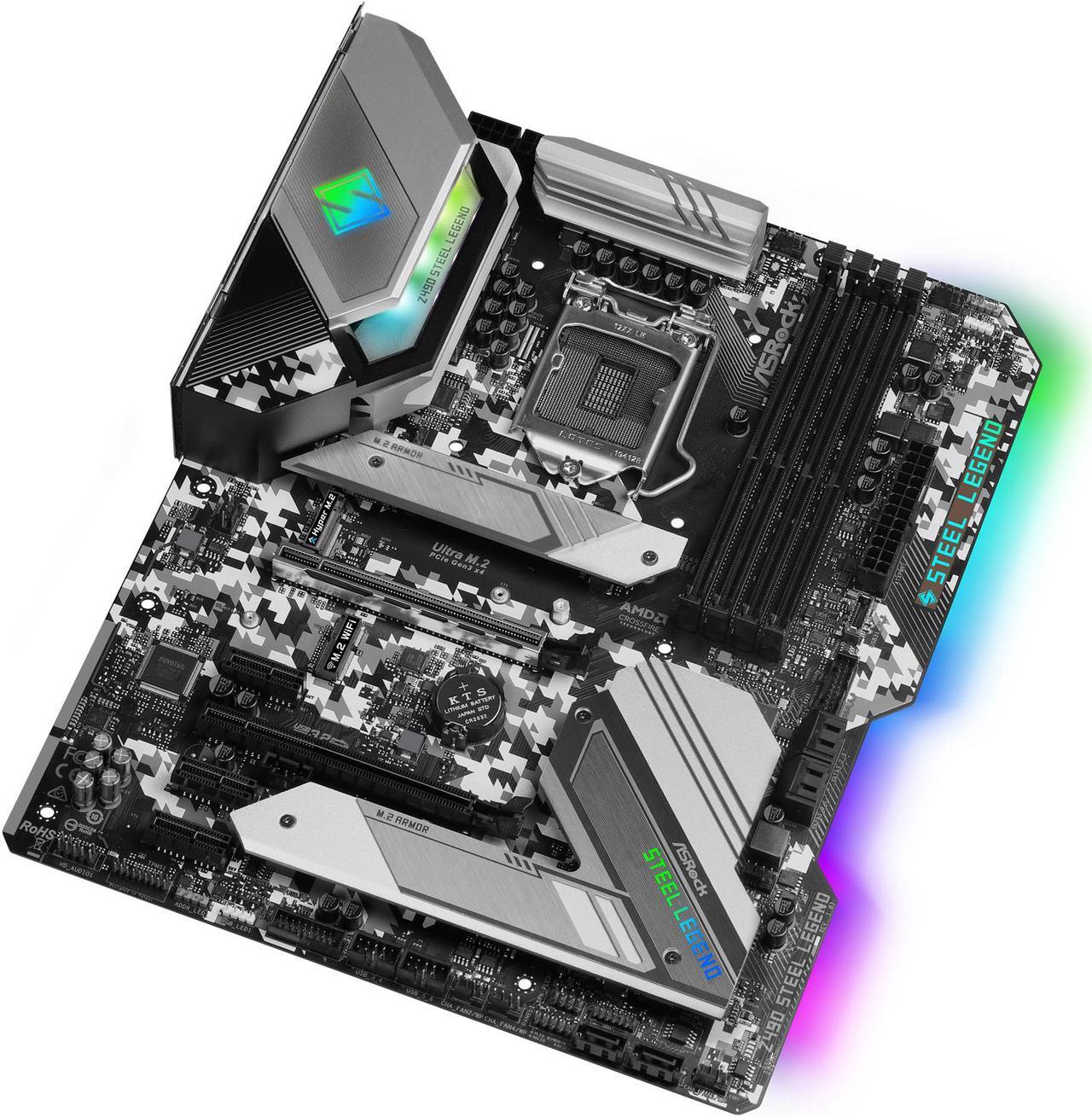 Alt view image 3 of 7 - ASRock Z490 Steel Legend LGA 1200 Intel Z490 ATX Intel Motherboard
