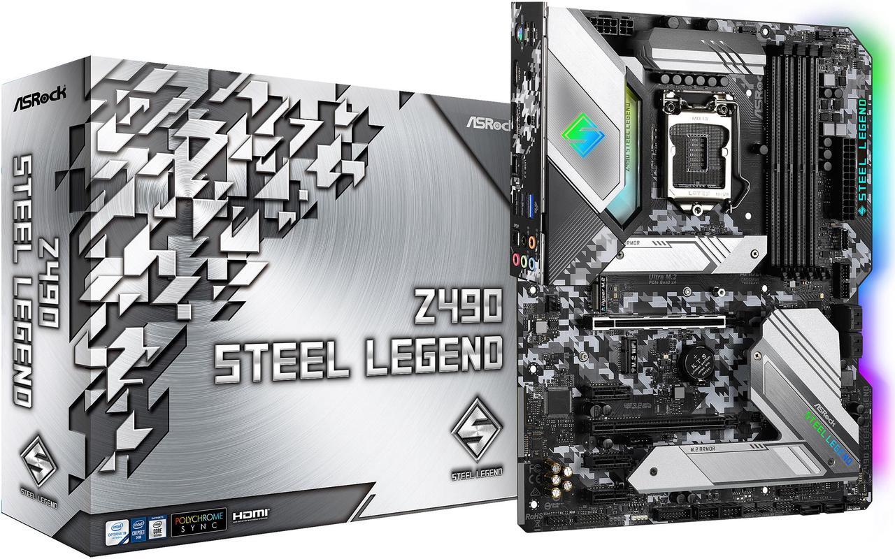 Alt view image 6 of 7 - ASRock Z490 Steel Legend LGA 1200 Intel Z490 ATX Intel Motherboard