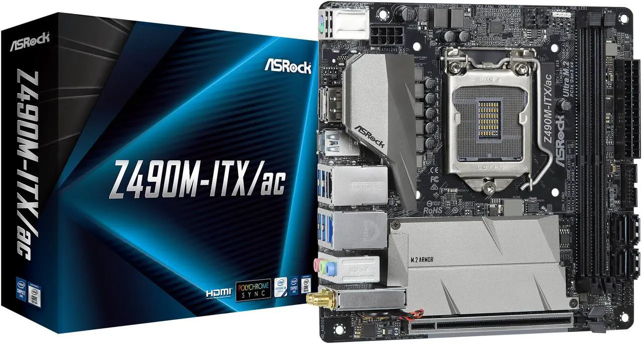 Alt view image 4 of 5 - ASRock Z490M-ITX/ac LGA 1200 Intel Z490 Mini ITX Intel Motherboard