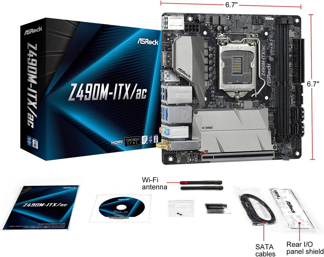 Alt view image 5 of 5 - ASRock Z490M-ITX/ac LGA 1200 Intel Z490 Mini ITX Intel Motherboard