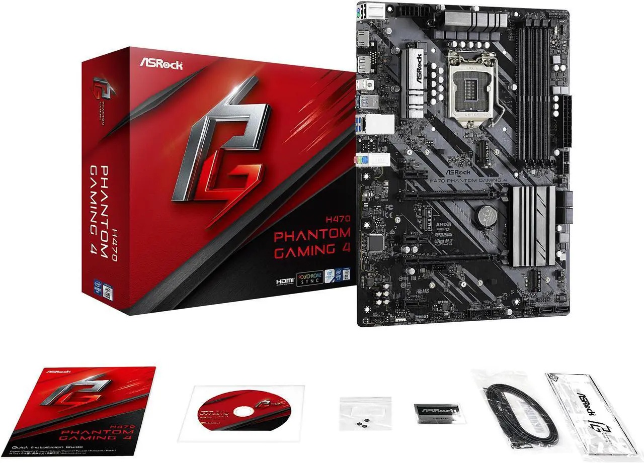 Alt view image 8 of 10 - ASRock H470 Phantom Gaming 4 LGA 1200 Intel H470 ATX Intel Motherboard