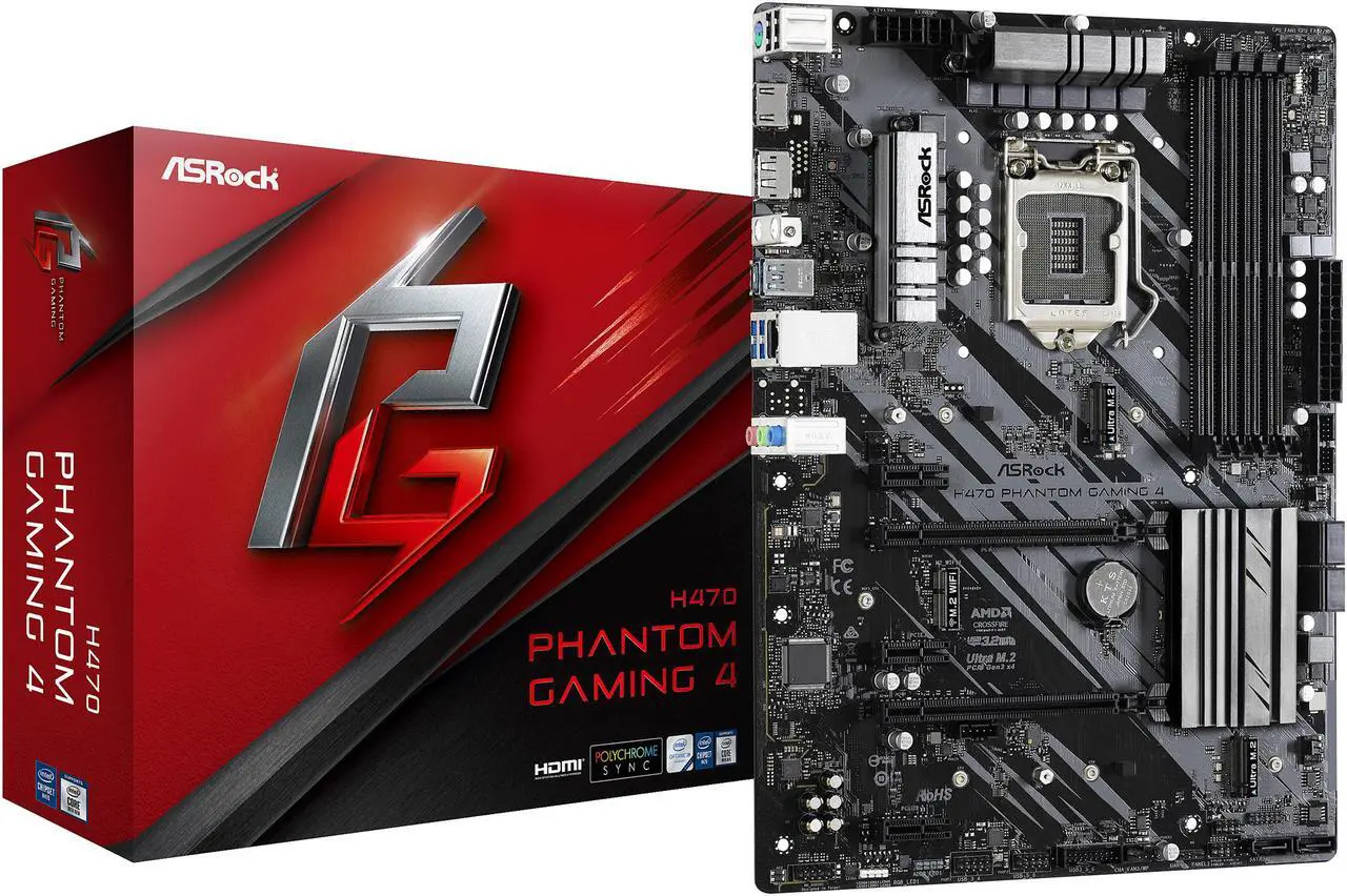 Alt view image 10 of 10 - ASRock H470 Phantom Gaming 4 LGA 1200 Intel H470 ATX Intel Motherboard