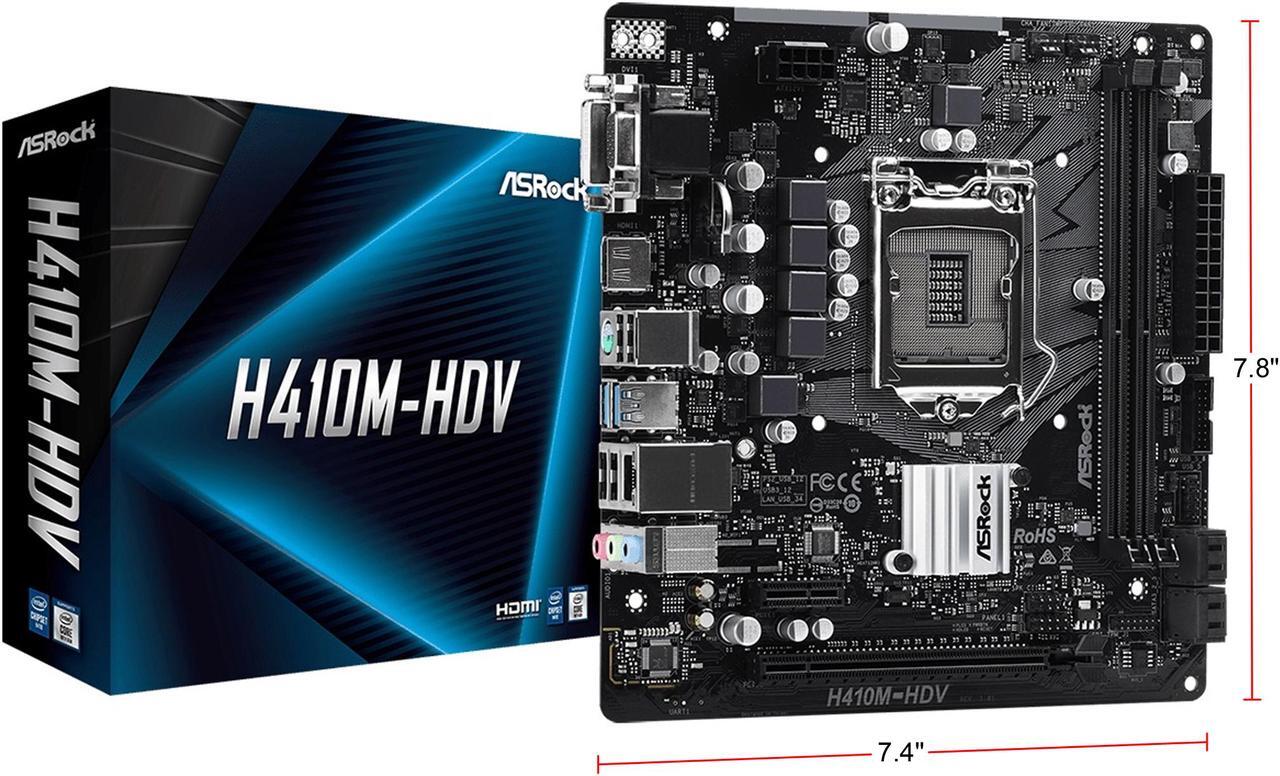 Alt view image 5 of 5 - ASRock H410M-HDV LGA 1200 Intel H410 Micro ATX Intel Motherboard