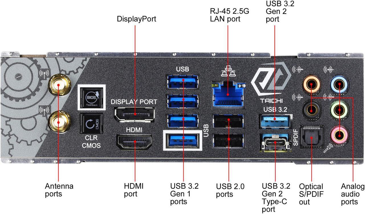 Alt view image 8 of 10 - ASRock B550 TAICHI AM4 AMD B550 ATX AMD Motherboard