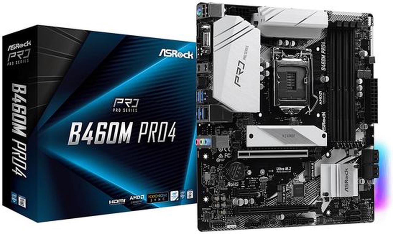 Alt view image 4 of 4 - ASRock B460M PRO4 LGA 1200 Intel B460 SATA 6Gb/s Micro ATX Intel Motherboard