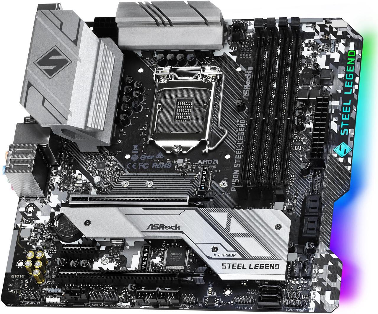 Alt view image 4 of 10 - ASRock B460M STEEL LEGEND LGA 1200 Intel B460 Micro ATX Intel Motherboard