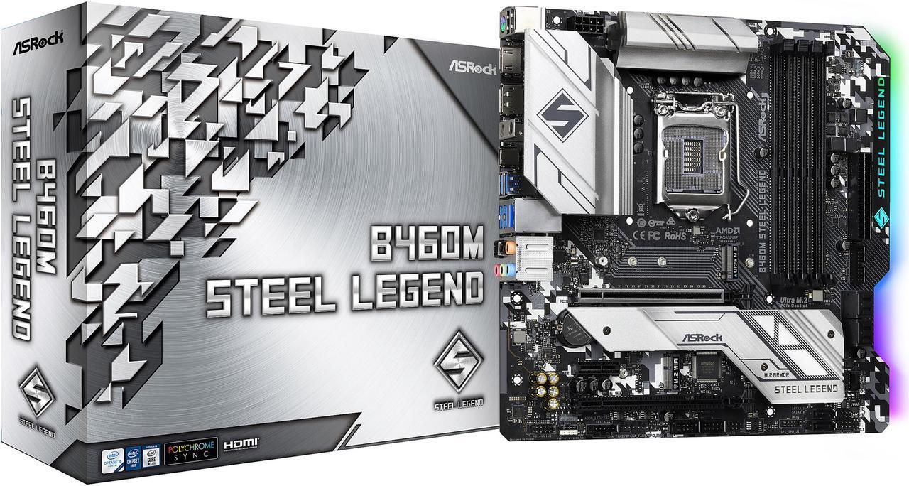 Alt view image 10 of 10 - ASRock B460M STEEL LEGEND LGA 1200 Intel B460 Micro ATX Intel Motherboard