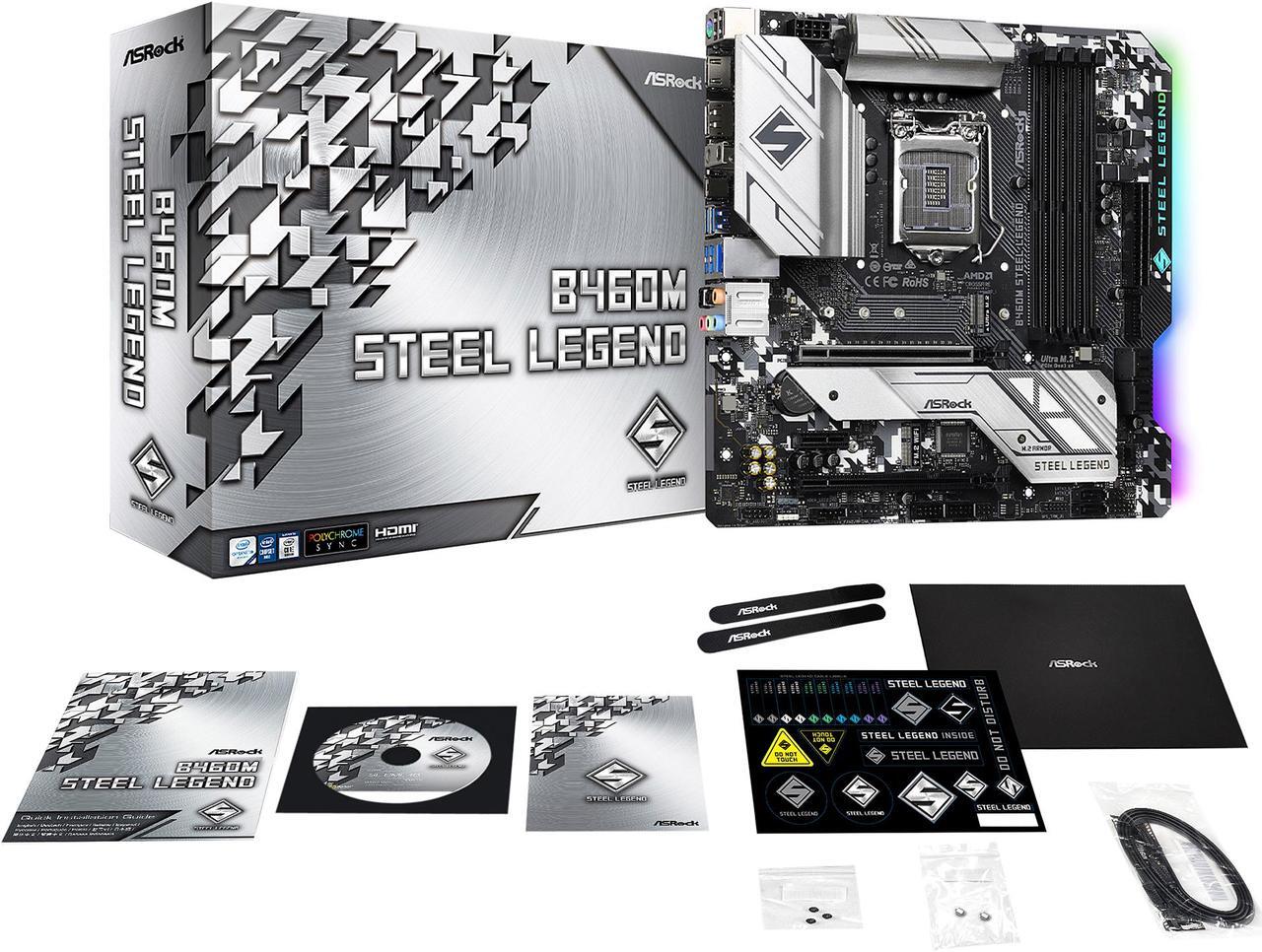 Alt view image 8 of 10 - ASRock B460M STEEL LEGEND LGA 1200 Intel B460 Micro ATX Intel Motherboard