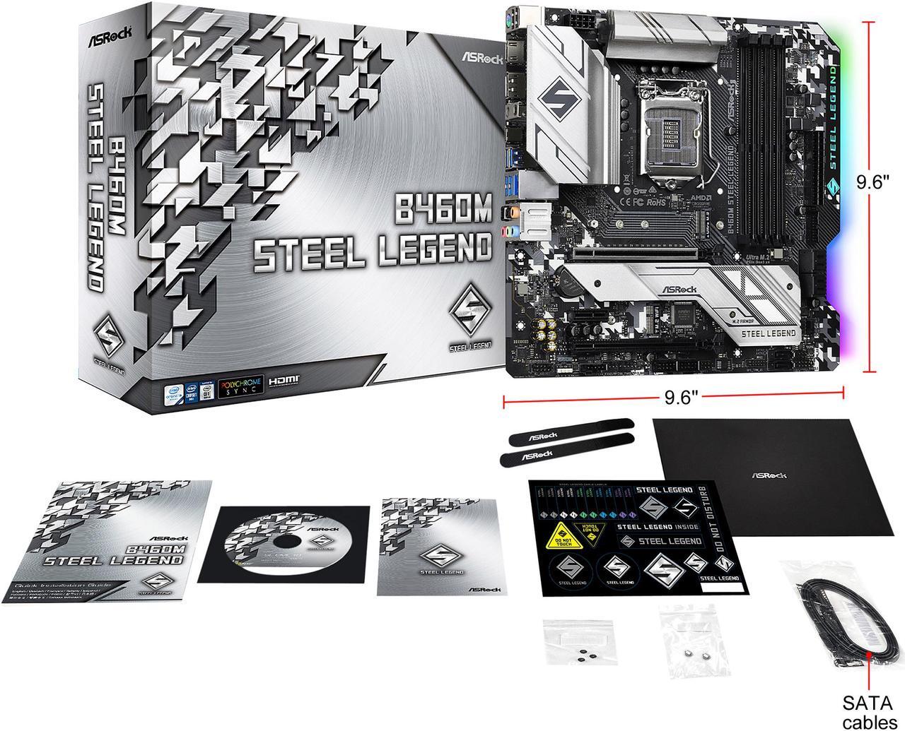 Alt view image 9 of 10 - ASRock B460M STEEL LEGEND LGA 1200 Intel B460 Micro ATX Intel Motherboard