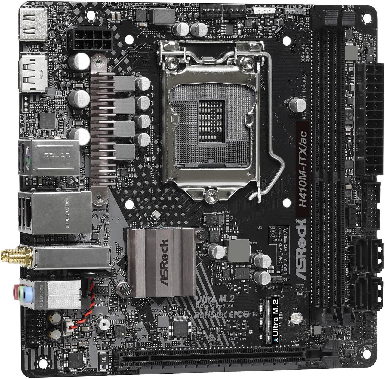 ASRock H410M-ITX/AC LGA 1200 Intel H410 SATA 6Gb/s Mini ITX Intel Motherboard