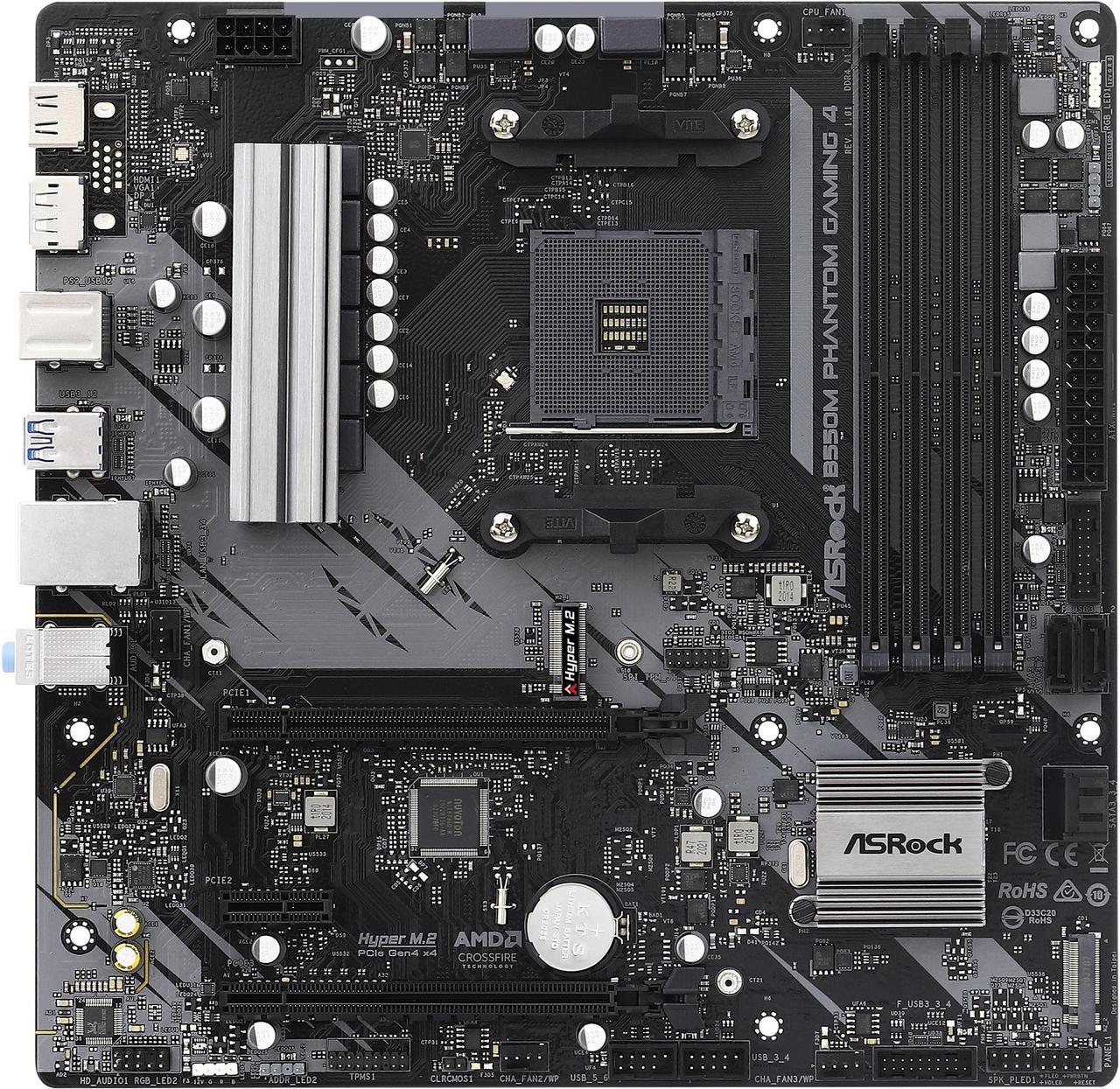 ASRock B550M Phantom Gaming 4 AM4 AMD B550 SATA 6Gb/s Micro ATX AMD Motherboard