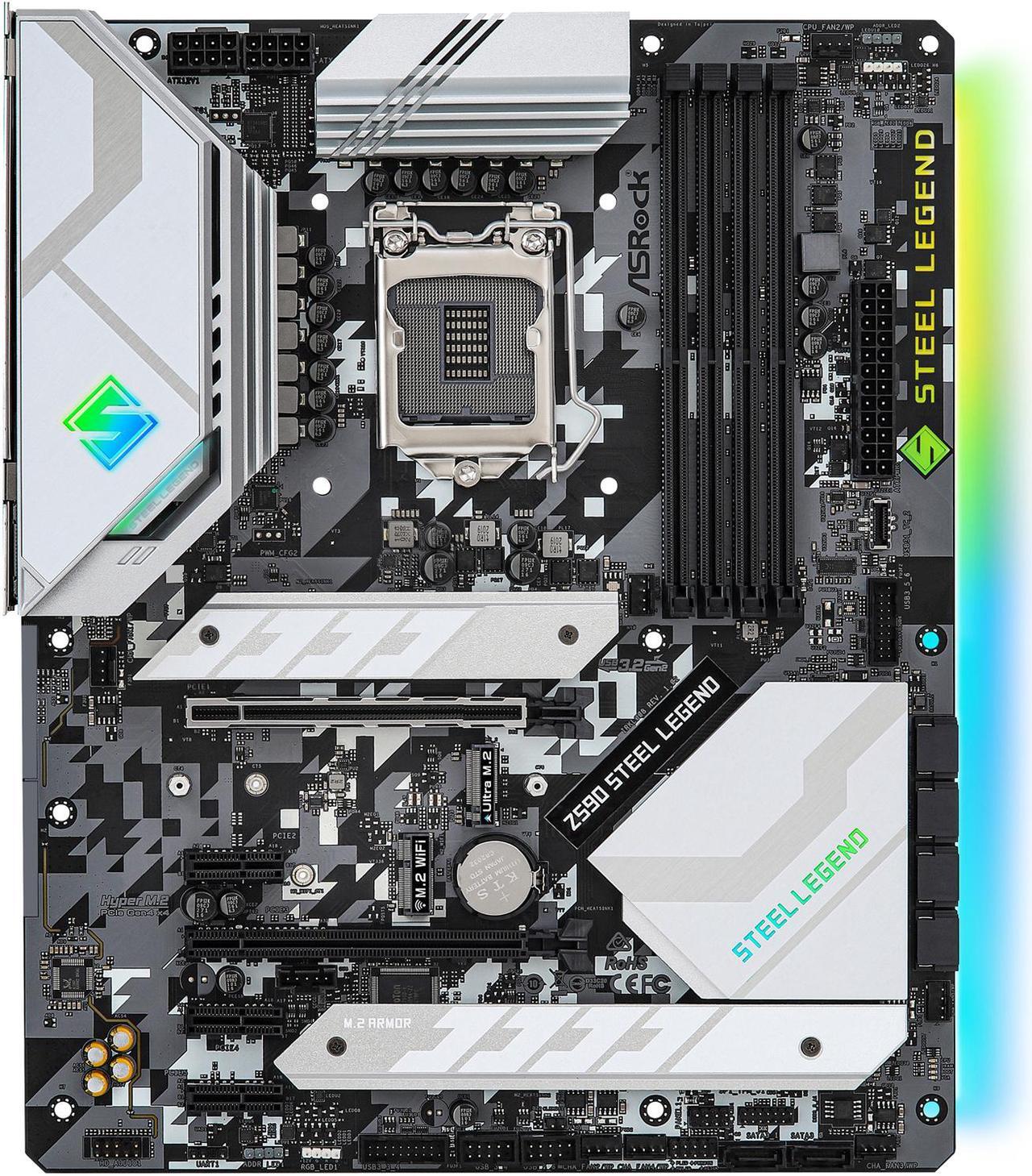 Alt view image 3 of 8 - ASRock Z590 STEEL LEGEND LGA 1200 Intel Z590 ATX Intel Motherboard
