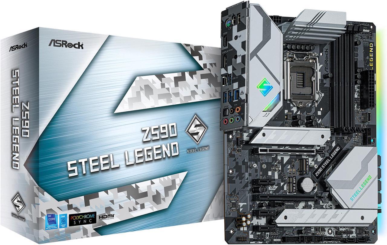 Main image of ASRock Z590 STEEL LEGEND LGA 1200 Intel Z590 ATX Intel Motherboard
