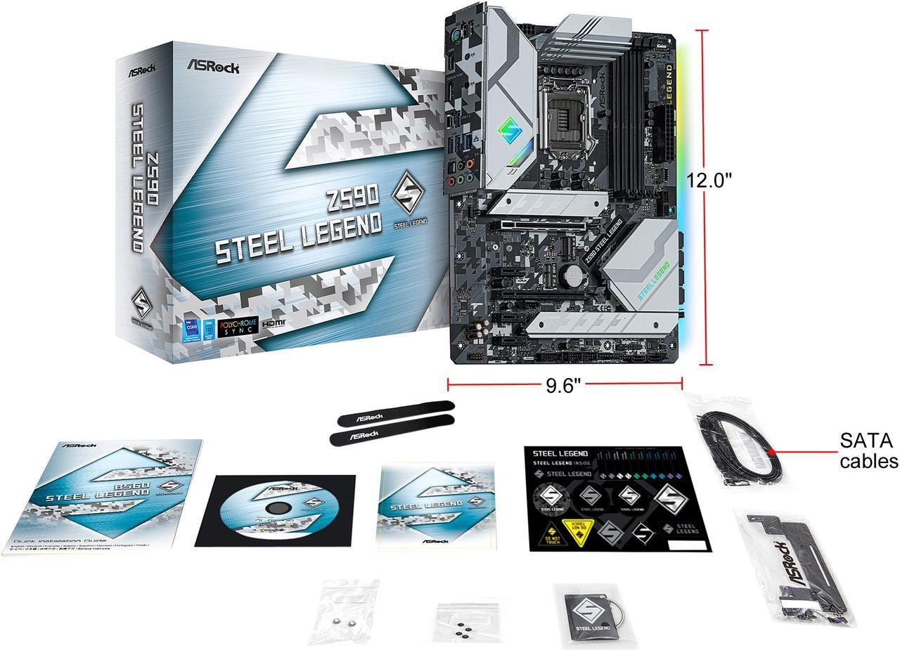 Alt view image 8 of 8 - ASRock Z590 STEEL LEGEND LGA 1200 Intel Z590 ATX Intel Motherboard