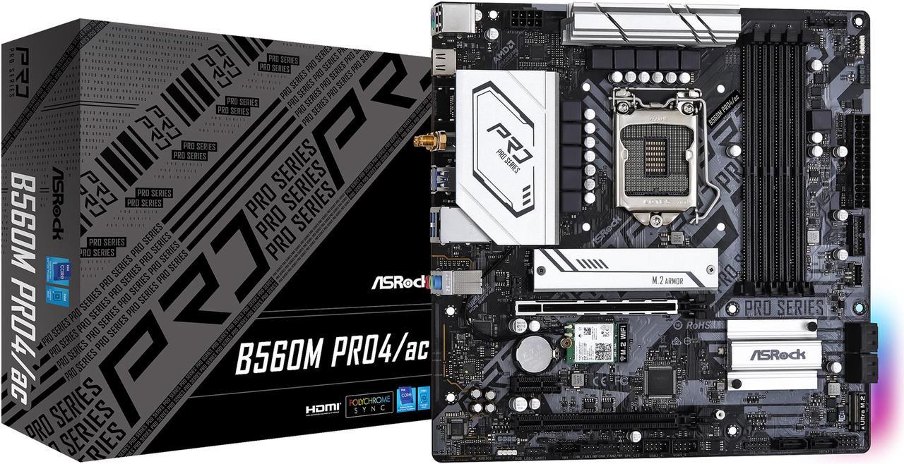 ASRock B560M PRO4/AC LGA 1200 Intel B560 SATA 6Gb/s Micro ATX Intel Motherboard