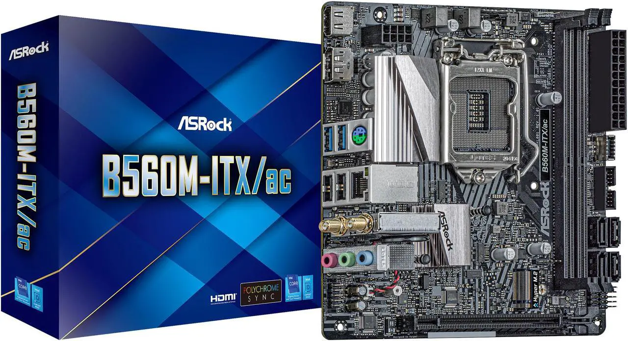 Alt view image 9 of 10 - ASRock B560M-ITX/AC LGA 1200 Intel B560 Mini ITX Intel Motherboard