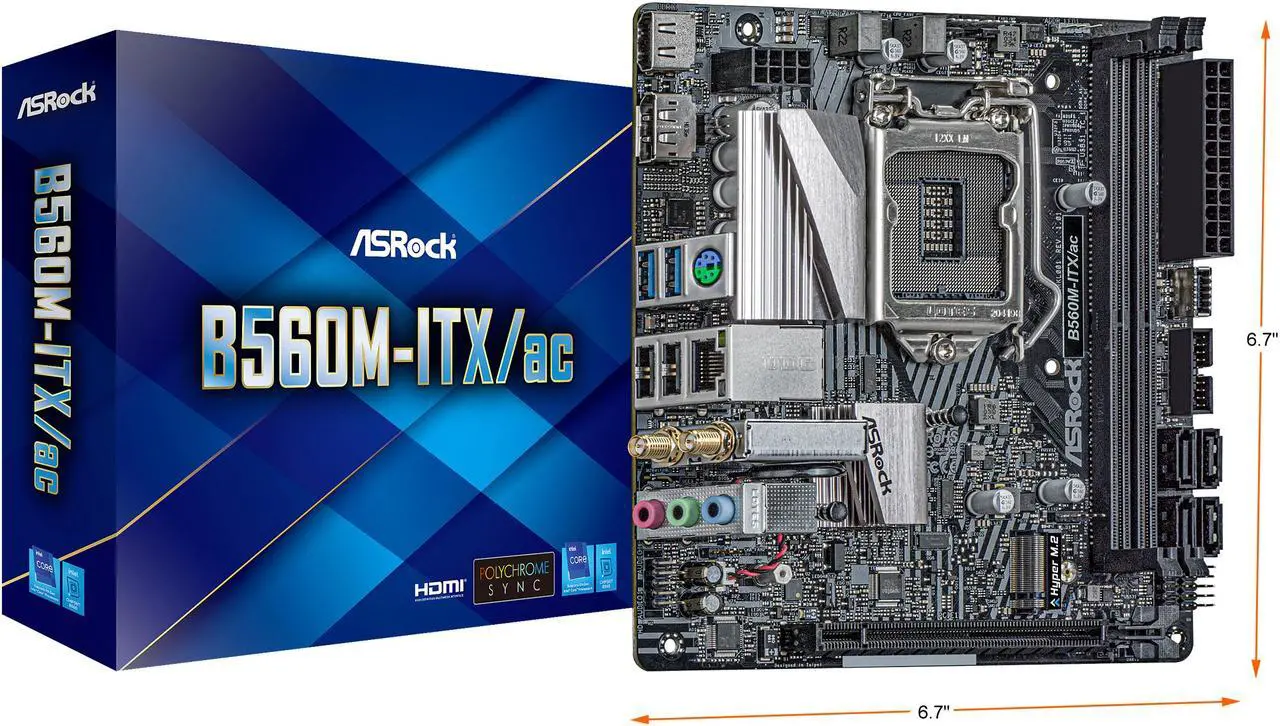 Alt view image 10 of 10 - ASRock B560M-ITX/AC LGA 1200 Intel B560 Mini ITX Intel Motherboard